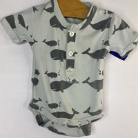 Size 0-3m: Kate Quinn Organics Blue Whale Onesie