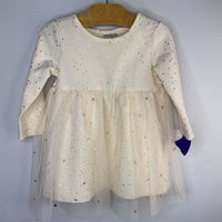 Size 6-12m (70): Hanna Andersson White Gold Polkadot Long Sleeve Tulle Dres