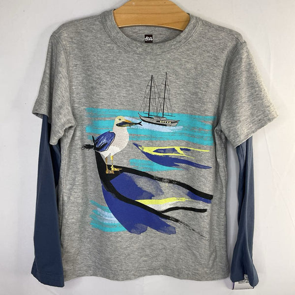 Size 6: Tea Collection Grey Navy Seagull Long Sleeve Shirt