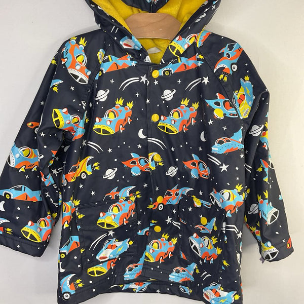 Size 5: Hatley Black Space Car Lined Rain Coat