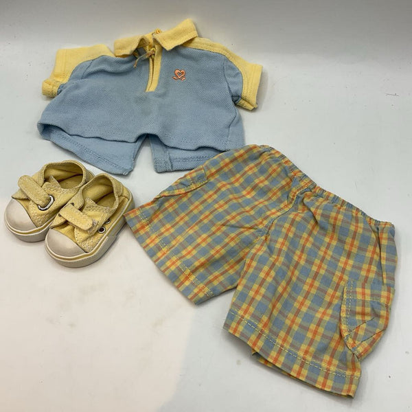 American Girl Bitty Baby Yellow Blue Plaid Summer 3pc Outfit