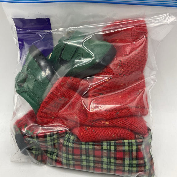 American Girl Bitty Baby Red Green Winter 3pc Outfit