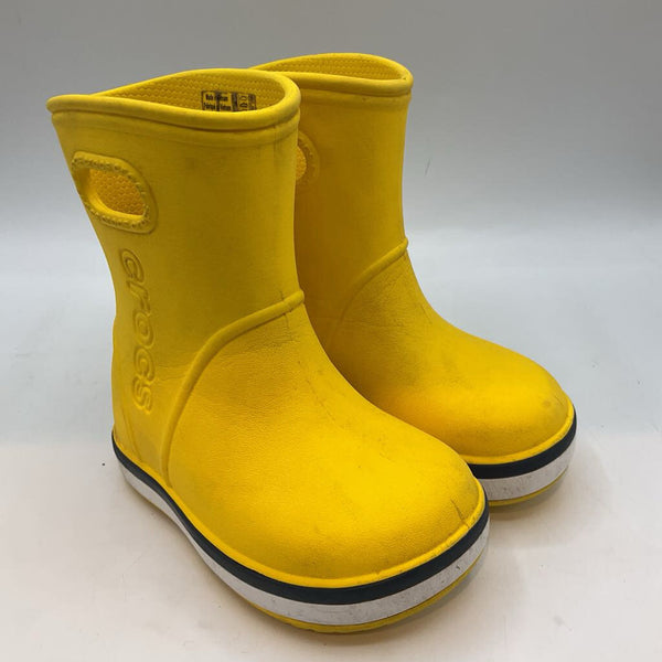 Size 6: Crocs Yellow/White Rain Boots