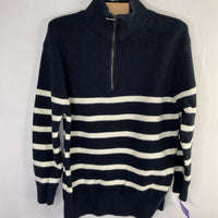 Size 6-7: Zara Navy/White Striped 1/4 Zip Sweater