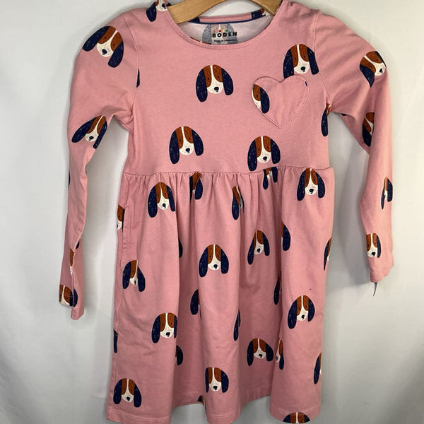 Size 7-8: Boden Pink/Multi Dogs Long Sleeve Pocket Dress
