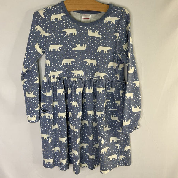 Size 5 (110: Hanna Andersson Blue/White Polar Bears Long Sleeve Pocket Dress