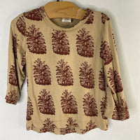 Size 12-18m: Kate Quinn Tan/Brown Pinecones Long Sleeve Shirt