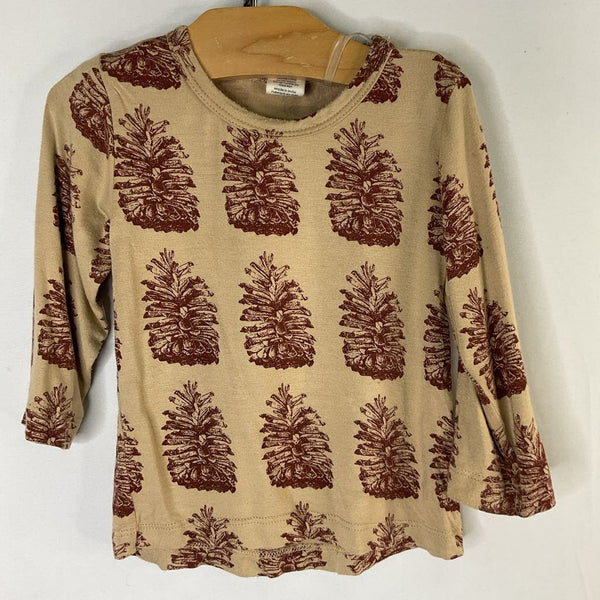 Size 12-18m: Kate Quinn Tan/Brown Pinecones Long Sleeve Shirt