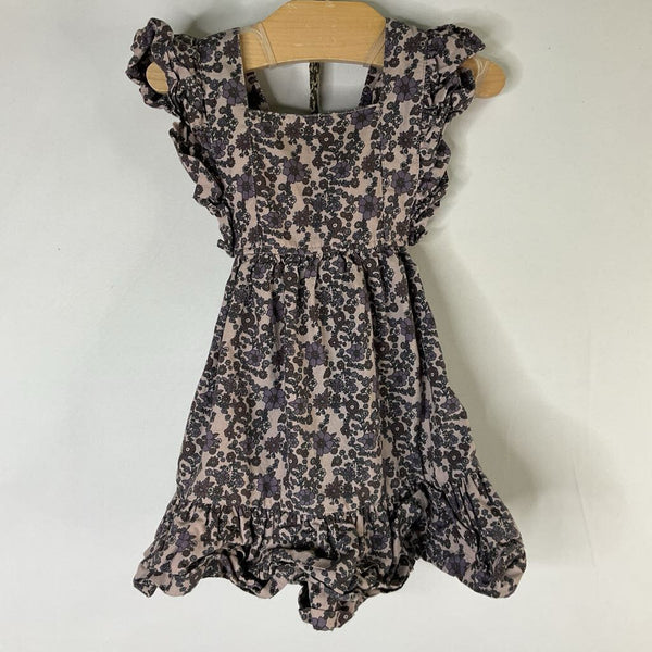 Size 12-18m: Kate Quinn Purple Floral Ruffle Trim Pinafore Dress