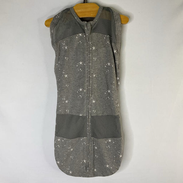 Size M (12-18lbs): Happiest Baby Gray/White Stars Sleepsack Swaddle Pod
