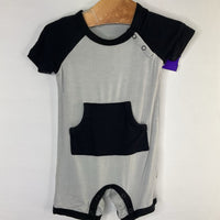 Size 3-6m: Kyte Gray/Black Bamboo Shorty Romper