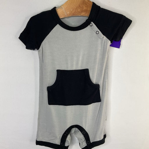 Size 3-6m: Kyte Gray/Black Bamboo Shorty Romper