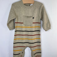 Size 6m: Deux Par Deux Tan/Multi Striped Bamboo Blend Romper