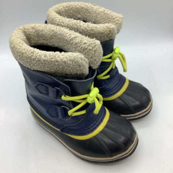 Size 12: Sorel Navy/Black/Green Trim Toggle Snow Boots
