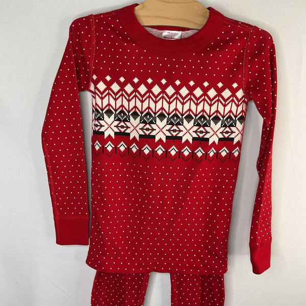 Size 4 (100): Hanna Andersson Red/White/Black Fair Isle Organic Cotton 2pc Holiday PJs NEW