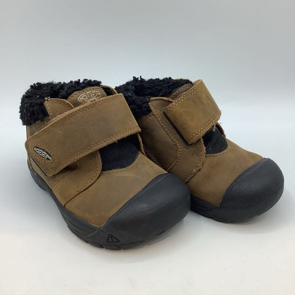 Size 7: Keen Brown/Black Fleece Lined Velcro Hiking Boots