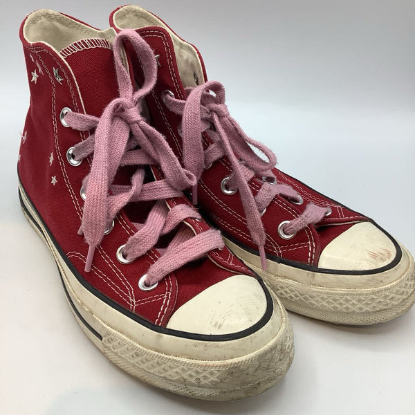 Size 5Y: Converse Red/White Stars High Top Lace Sneakers