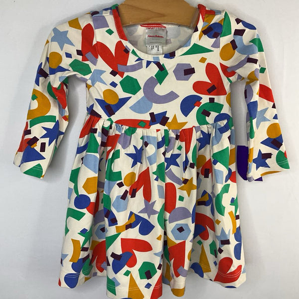 Size 18-24m (80): Hanna Andersson White/Colorful Shapes Long Sleeve Dress