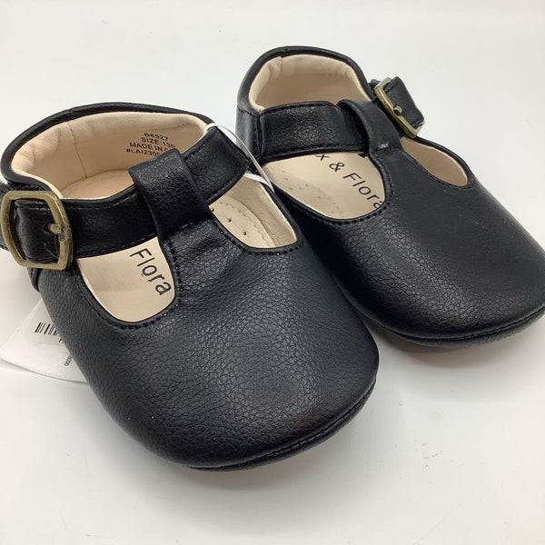 Size 6-7: Felix & Flora Black Velcro Strap Mary Janes NEW