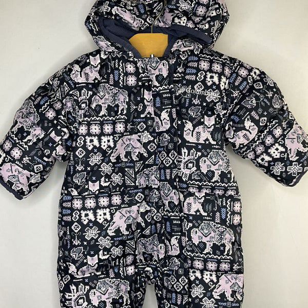 Size 3-6m: Columbia Navy/Purple Geo Woodland Fleece Lined Down Bunting