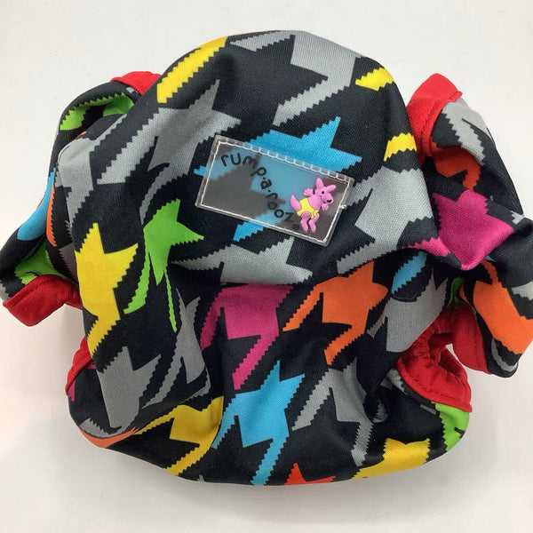 Size NB: Jump-a-Rooz Colorful Black/Colorful Houndstooth Velcro Diaper Cover