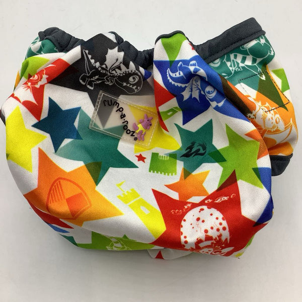 Size NB: Jump-a-Rooz Colorful White/Colorful Stars/Dragons Velcro Diaper Cover