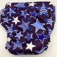 Size OS: Alva Blue/White Stars Pocket Diaper
