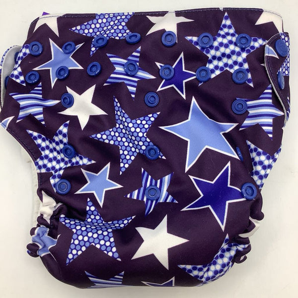 Size OS: Alva Blue/White Stars Pocket Diaper