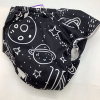 Size OS: Alva Black/White Space Pocket Diaper