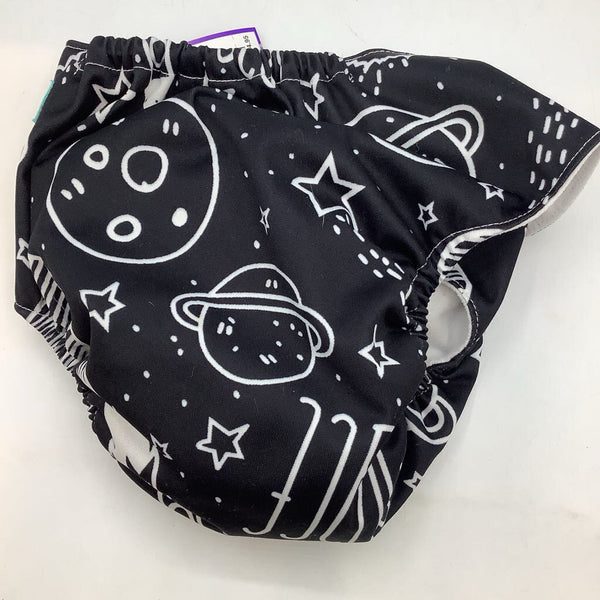 Size OS: Alva Black/White Space Pocket Diaper
