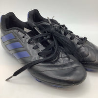 Size 1.5Y: Adidas Black/Blue Lace-Up Soccer Cleats
