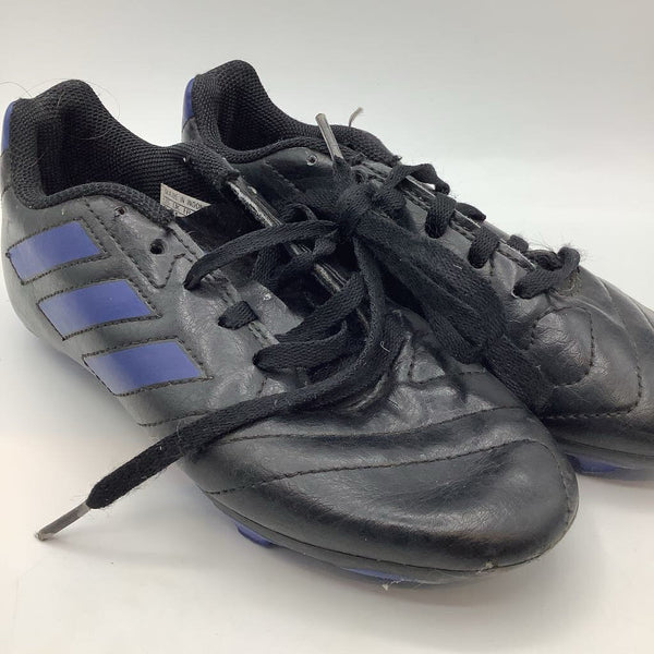 Size 1.5Y: Adidas Black/Blue Lace-Up Soccer Cleats