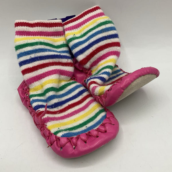 Size 5-7: Hanna Andersson White/Colorful Striped Slipper Socks