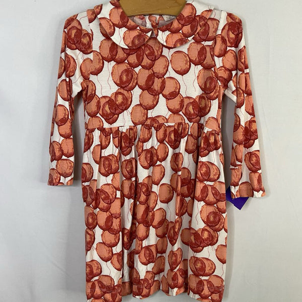 Size 3: Kate Quinn White Orange Balloon Peter Pan Collar Dress