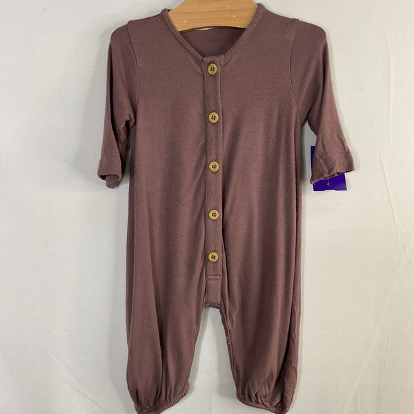 Size 0-3m: Kate Quinn Purple Bamboo Snap/Button Romper