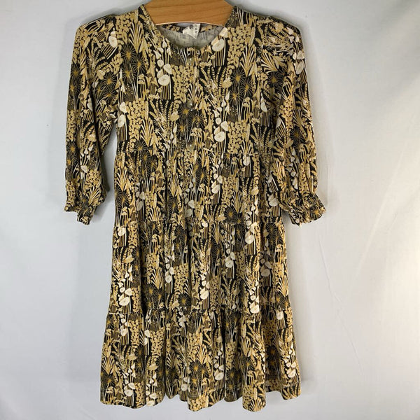 Size 2: Kate Quinn Yellow/Black/White Foliage Dress