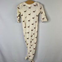 Size 0-3m: Kate Quinn Cream/Brown Swans Eyelet Knot Nighty