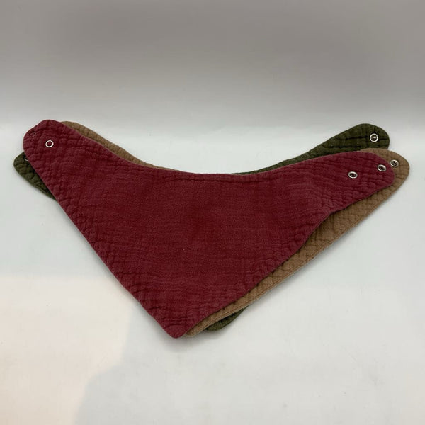 Size OS: 3pc Warm Tones Muslin Bandana Bibs