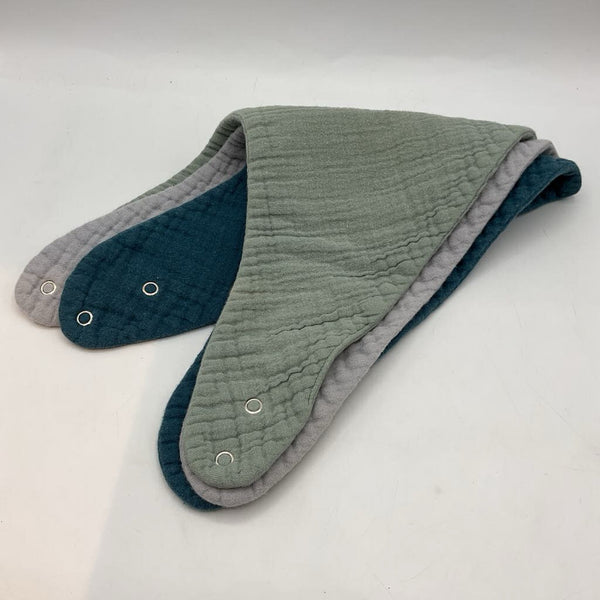 Size OS: 3pc Cool Tones Muslin Bandana Bibs