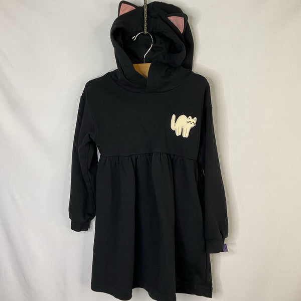 Size 4 (100): Hanna Andersson Black Cat Decal Hoodie Dress