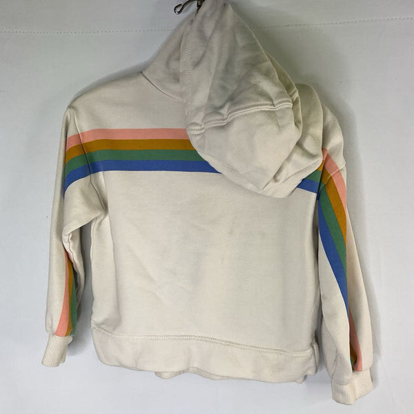 Size 3 (90): Hanna Andersson White Retro Rainbow Stripe Pullover Hoodie