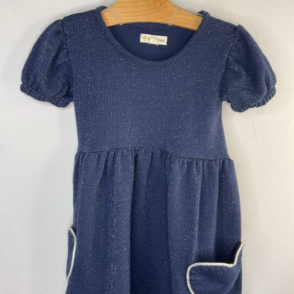 Size 4: Tucker + Tate Navy Sparkle Puff Sleeve Heart Pockets Dress