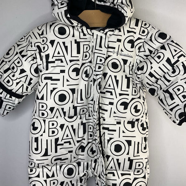 Size 3-6m: Columbia White Black Text Duck Down Winter Bunting