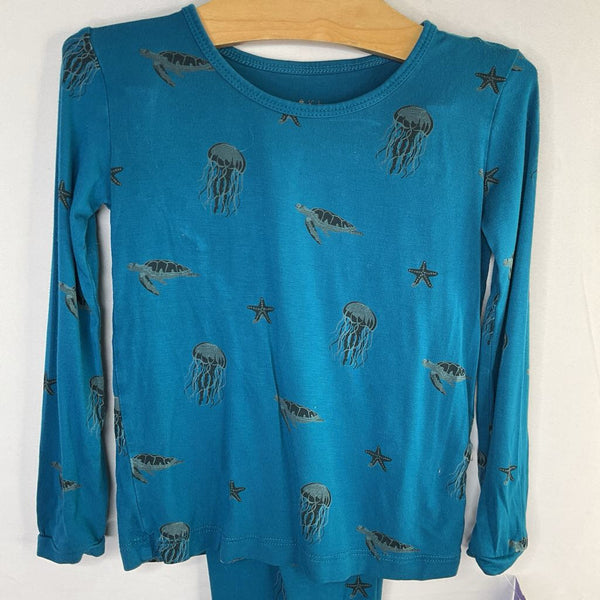 Size 3: Kyte Teal Sea Critters 2pc Pjs