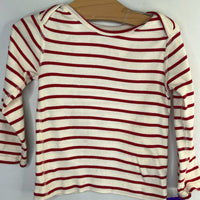 Size 3 (90): Hanna Andersson White Red Stripes Long Sleeve T-Shirt