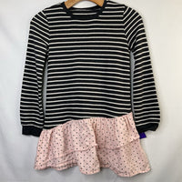 Size 7-8: Tucker + Tate Gray/White/Pink Stripes/Dots Long Sleeve Dress