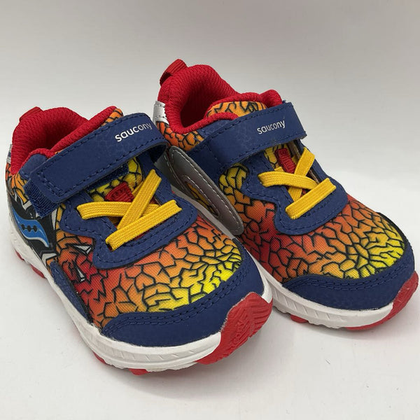 Size 6: Saucony Blue/Multi Print Velcro Sneakers