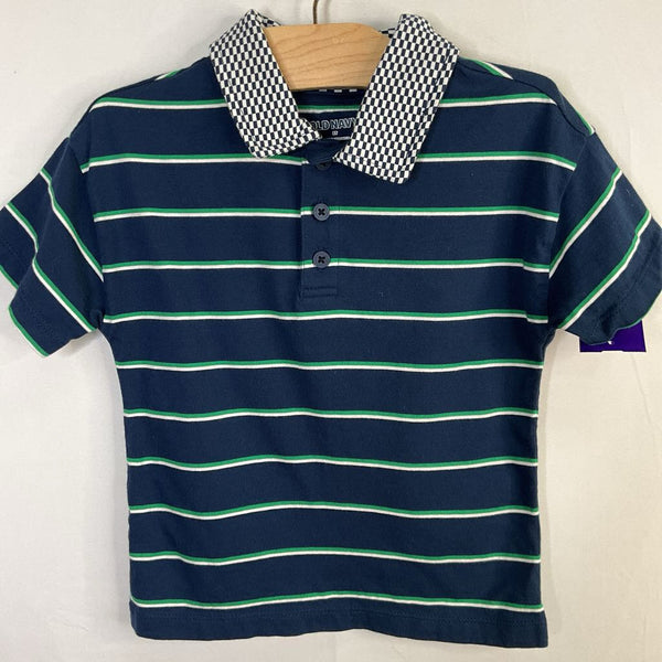 Size 3: Old Navy Blue/Green Striped/Check Trim Polo
