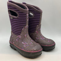 Size 10: Bogs Purple Stripes/Floral Insulated -30* Rain Boots REDUCED - Missing Left Insole