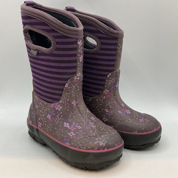 Size 10: Bogs Purple Stripes/Floral Insulated -30* Rain Boots REDUCED - Missing Left Insole